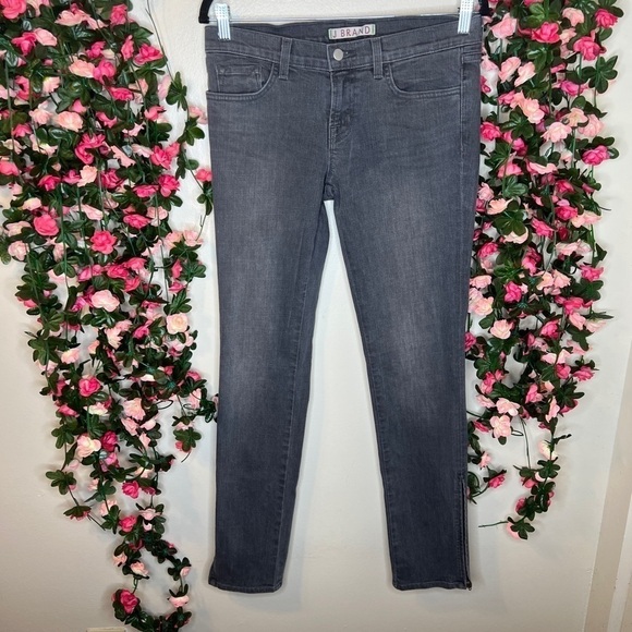 🌹 J Brand The Deal Noir Pencil Leg Ankle Zip Jeans Size 28 Gray Jean Denim - Picture 1 of 9